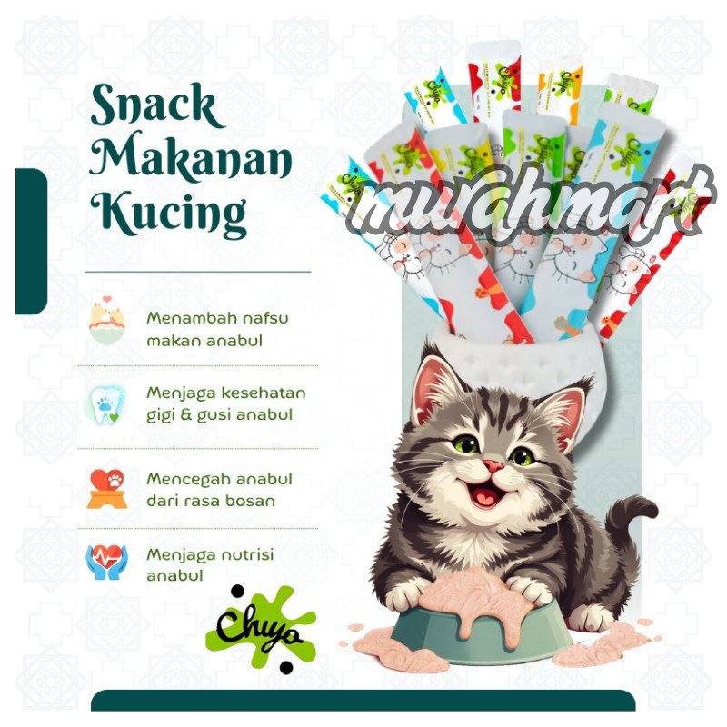 CHIYO Makanan Wet Cat Food Creamy Treats/Snack Kucing Premium / Pet Strip Snack Kucing Penggemuk/ Snack Makanan Kucing Basah