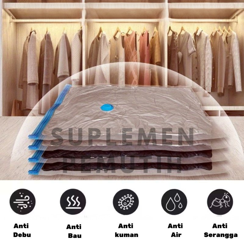 Vacum baju Plastik/Vacuum bag travel / Pelastik fakum/ Vacum bag baju / Plastik packing - Gambar 4