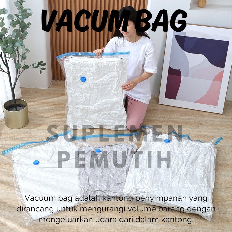 Plastik Vacum Kantong Pakaian Travel Transparan Anti-air/Vacum Bag Plastic Travel Vakum Baju Pakaian - Gambar 2