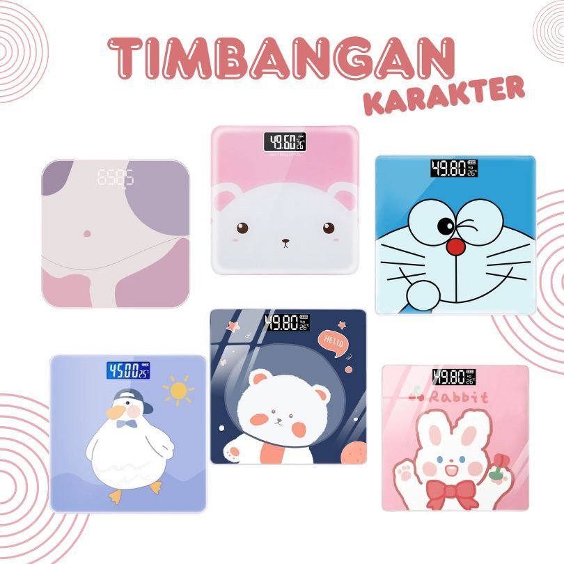Timbangan Badan Digital LED Indikator Kaca Kartun / Timbangan Digital 180kg / Timbangan Baterai / Timbangan USB