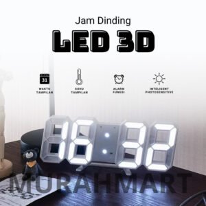 JAM DINDING DIGITAL LED/JAM MEJA-ALARM-SUHU/JAM 3D BESAR MODERN/JAM AESTHETIC LED 3D