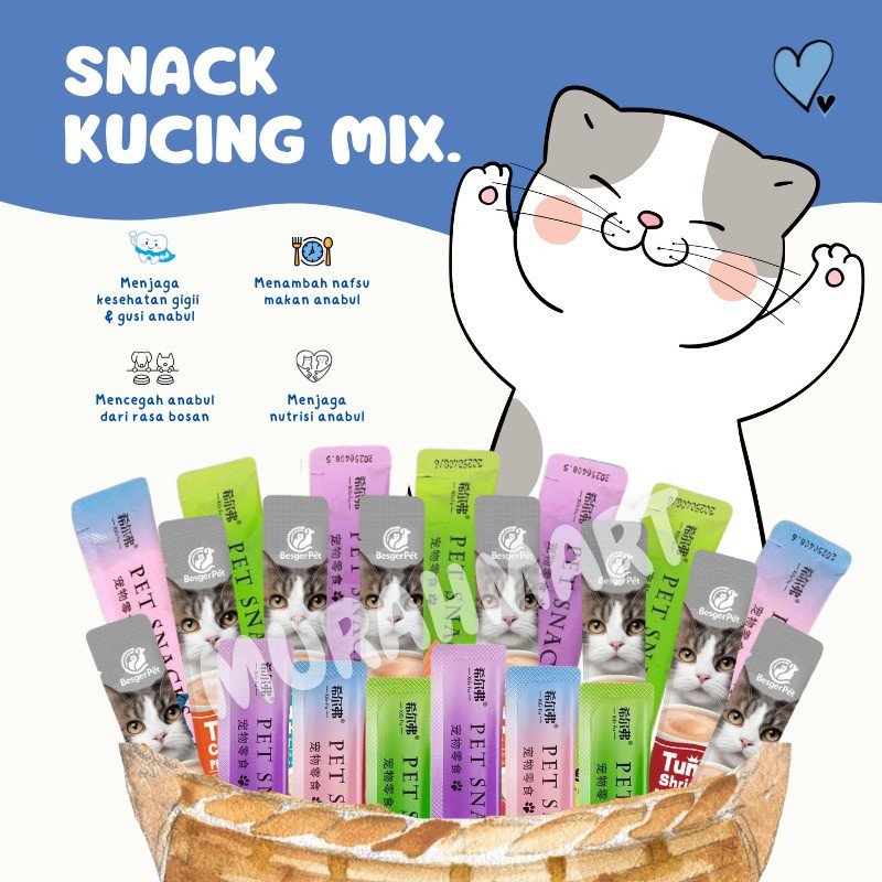 MIX SNACK KUCING/Snack Kucing Mix isi 50 pcs /Strip Kucing Kecil / Cemilan Kucing/ Snak Penggemukan MakananSnack Kucing Mix isi 50 pcs /Strip Kucing Kecil / Cemilan Kucing/ Snak Penggemukan Makanan - Gambar 8