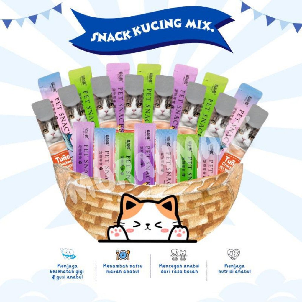 Snack Kucing Murah Mix 500gr Murah Berkualitas Tinggi untuk Penggemukan Kucing - Gambar 3