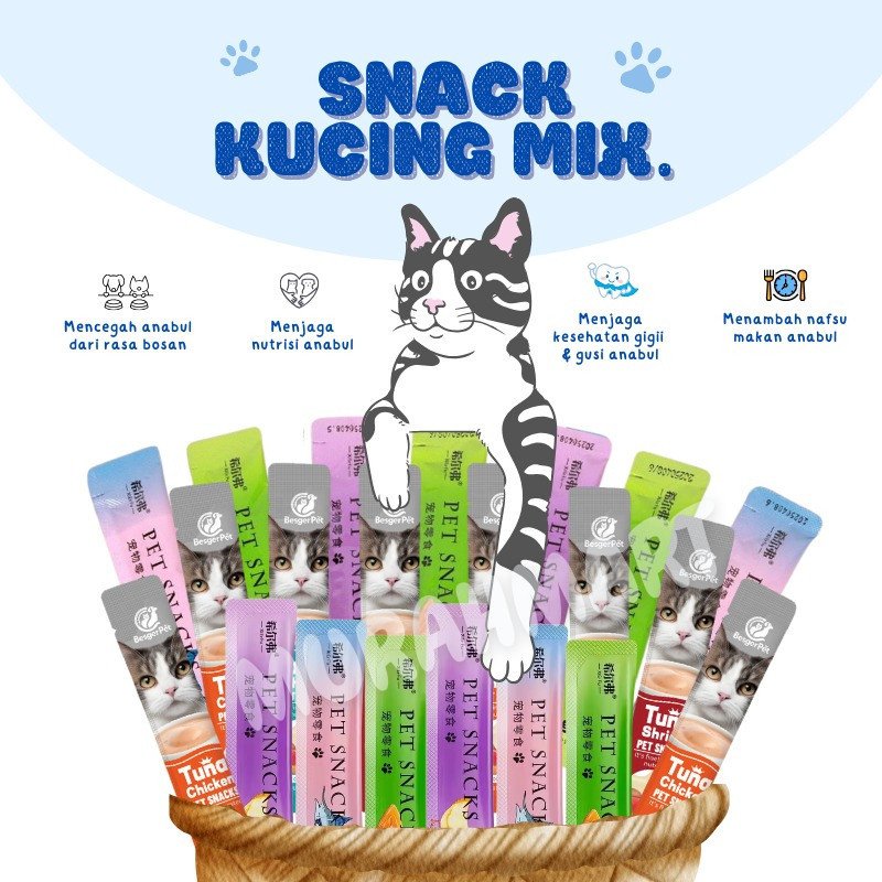 MIX SNACK KUCING/Snack Kucing Mix isi 50 pcs /Strip Kucing Kecil / Cemilan Kucing/ Snak Penggemukan MakananSnack Kucing Mix isi 50 pcs /Strip Kucing Kecil / Cemilan Kucing/ Snak Penggemukan Makanan - Gambar 3