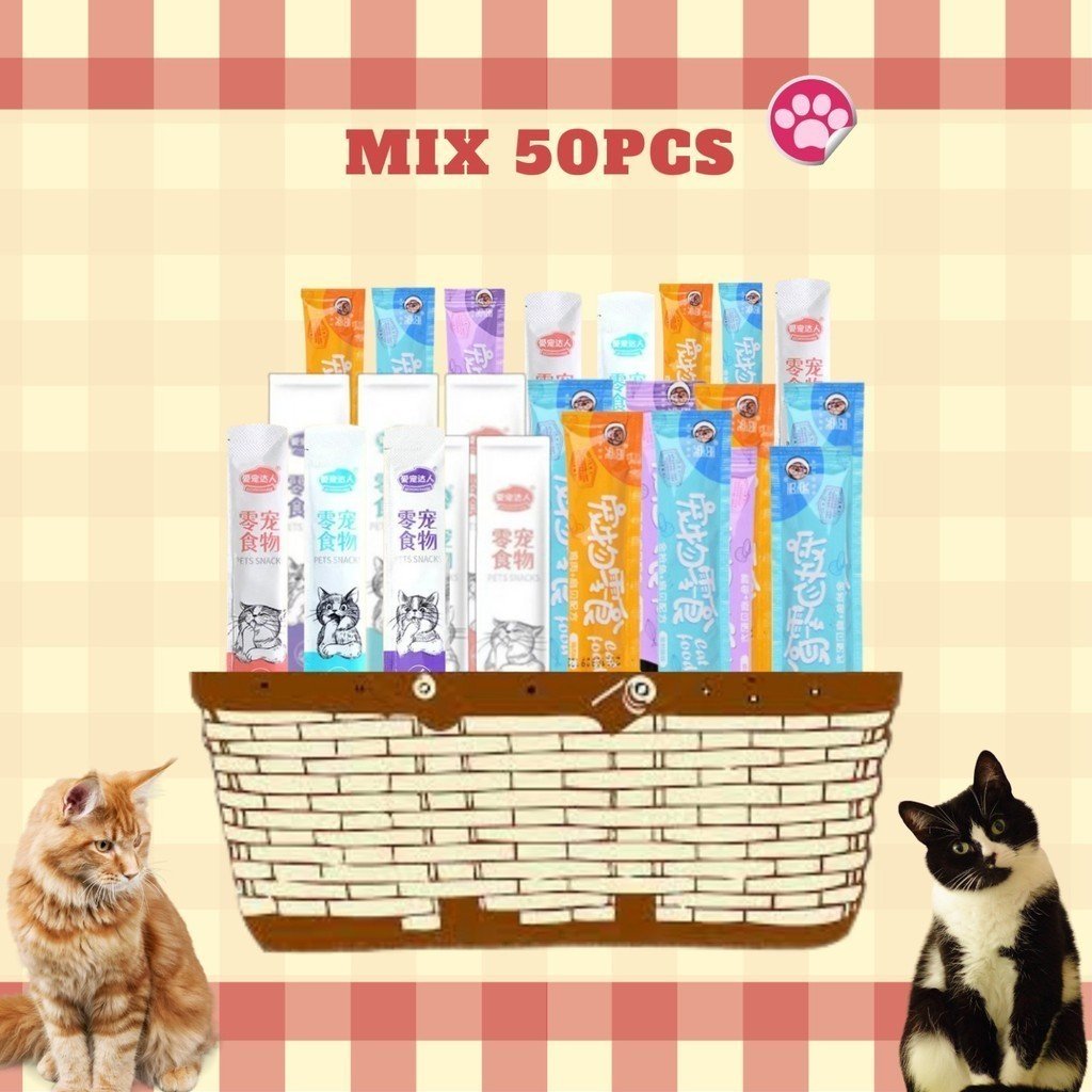 MIX SNACK KUCING/Snack Kucing Mix isi 50 pcs /Strip Kucing Kecil / Cemilan Kucing/ Snak Penggemukan MakananSnack Kucing Mix isi 50 pcs /Strip Kucing Kecil / Cemilan Kucing/ Snak Penggemukan Makanan - Gambar 4