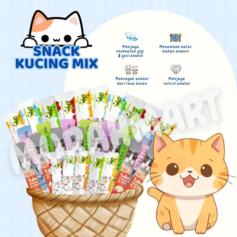 Snack Kucing Murah Mix 500gr Murah Berkualitas Tinggi untuk Penggemukan Kucing