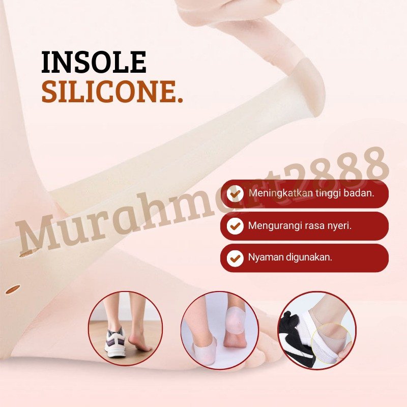 MODEL BARU !!!! Insole Silikon Peninggi Badan Lepas Pasang/ Silikon Peninggi Badan Secara Natural Dan Alami/ Bantalan Kaki Gel silicone