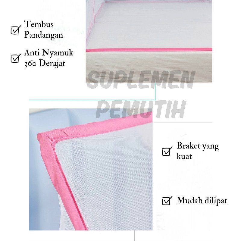 Kelambu Tudung Kotak Lipat 135x190 cm 160 x 190cm 180x190cm 80 x 190cm 100 x 190cm/Kelambu Kotak - Gambar 6