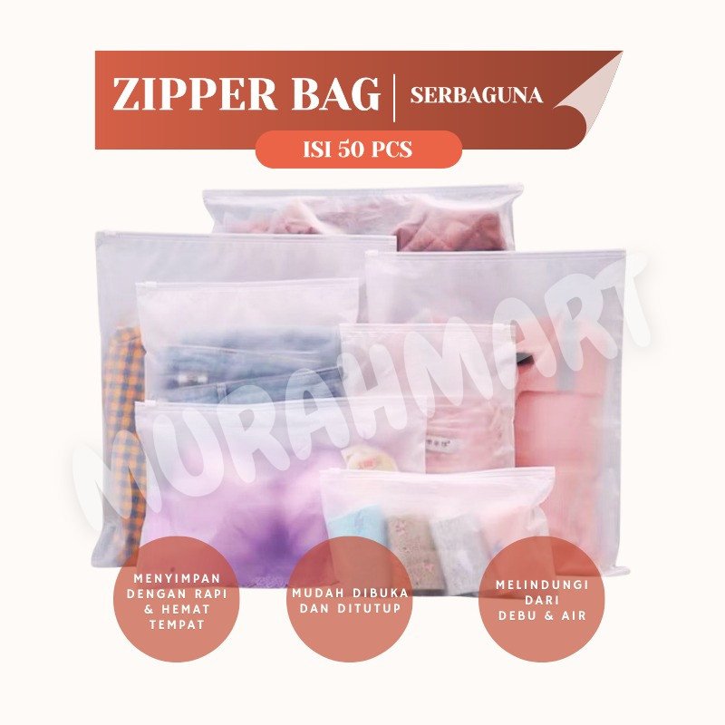 Super Ekonomis Zipper Bag Isi 50 Pcs /Travel Pouch serbaguna/Travel Pouch Praktis dan Tahan Lama