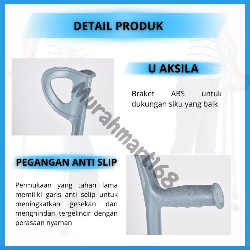 Tongkat Kaki 3/4 Alat Bantu Jalan Orang Tua Tongkat Medis Ringan, Kuat, Adjustable, Anti Slip - Gambar 2