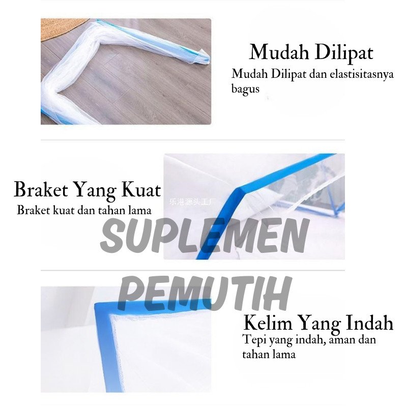 Kelambu Tudung Kotak Lipat 135x190 cm 160 x 190cm 180x190cm 80 x 190cm 100 x 190cm/Kelambu Kotak - Gambar 3