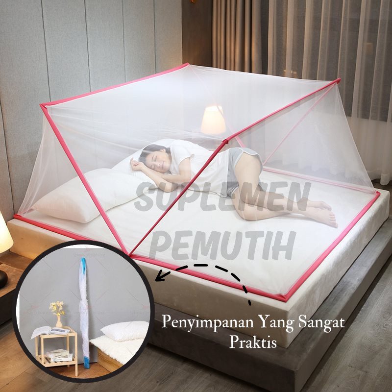 Kelambu Tudung Kotak Lipat 135x190 cm 160 x 190cm 180x190cm 80 x 190cm 100 x 190cm/Kelambu Kotak - Gambar 5