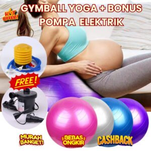 Paket Bola Yoga Gymball + Pompa? Alat Olahraga Serbaguna, Ukuran 55cm, 65cm, 75cm untuk Latihan