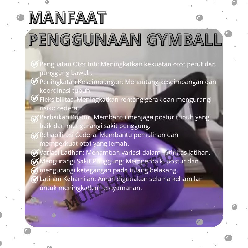 Bola Yoga Gymball Ball 55cm, 65cm, 75cm Multifungsi untuk Latihan Efektif di Rumah - Gambar 3