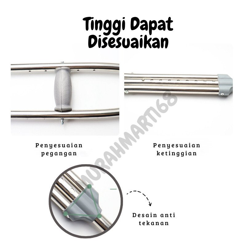 TONGKAT KETIAK STAINLESS!! TONGKAT KRUK /CRUTCH/ALAT BANTU JALAN - Gambar 3