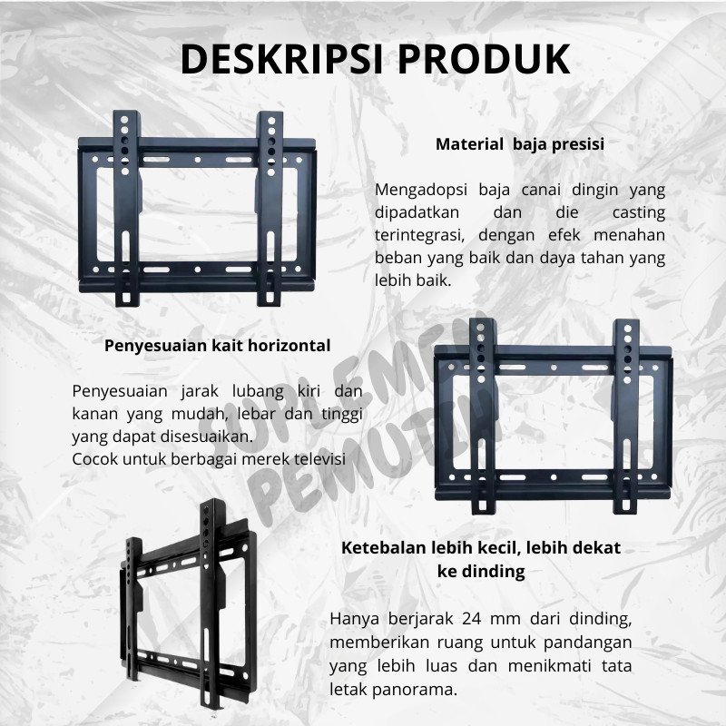 Bracket TV 15 Inchi -43 Inch/Cocok Semua Merk Tv /2 Arah Nunduk Dangak Universal Breket Briket Braket Bracket TV 32 40 43 24 14 - Gambar 2