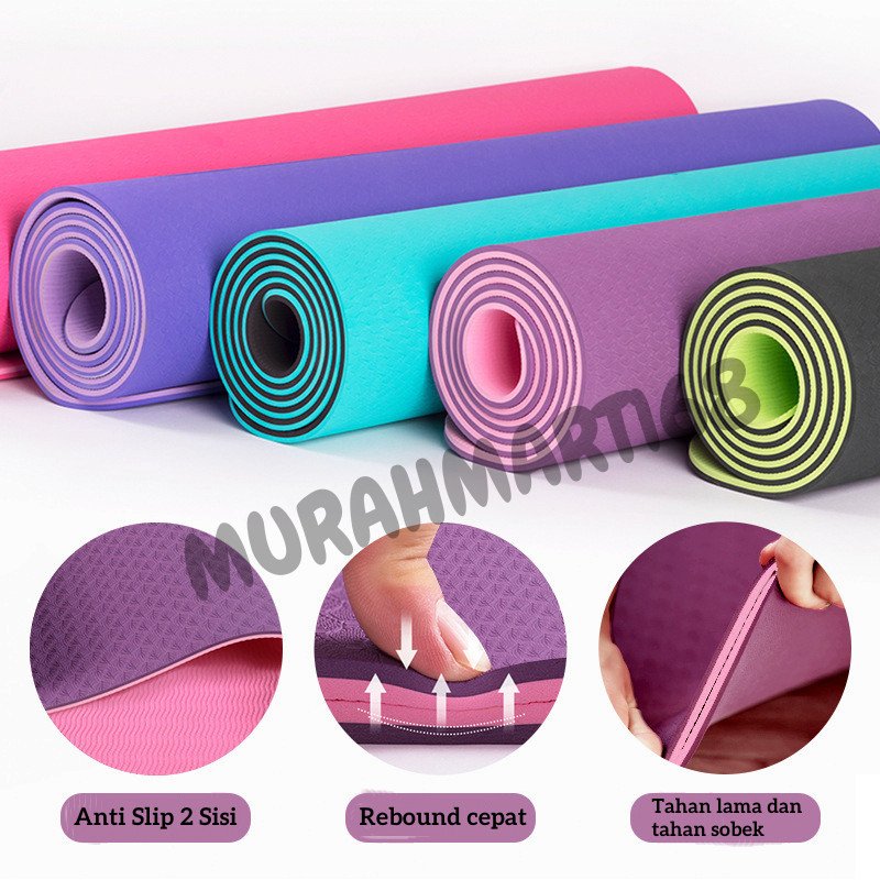 IMPORT Matras Yoga TPE !! MATRAS YOGA ALAS SENAM MAT TEBAL OUTDOOR INDOOR TERMURAH - Gambar 7