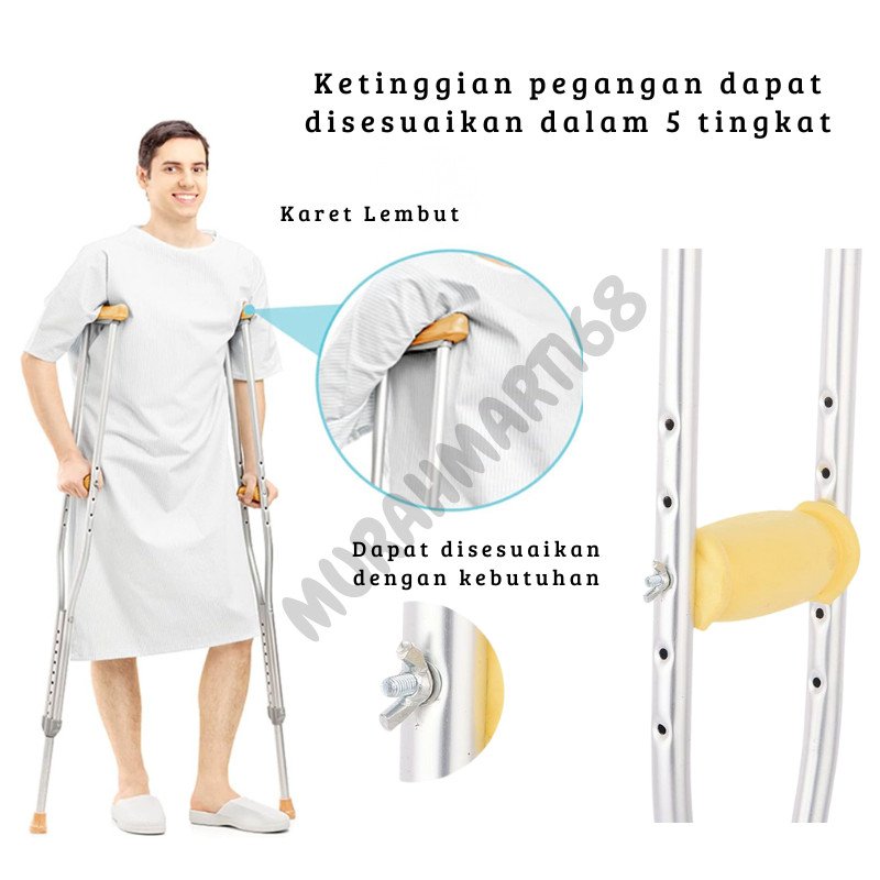 TONGKAT KETIAK STAINLESS!! TONGKAT KRUK /CRUTCH/ALAT BANTU JALAN - Gambar 4