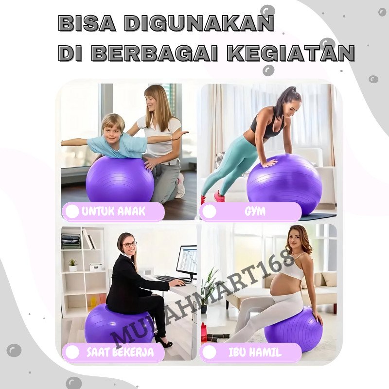 Gym Ball Alat Fitness Pilates Ball / Bola Fitness / Bola Yoga Diameter 55CM 65CM 75CM/Bola Ibu Hamil - Gambar 7