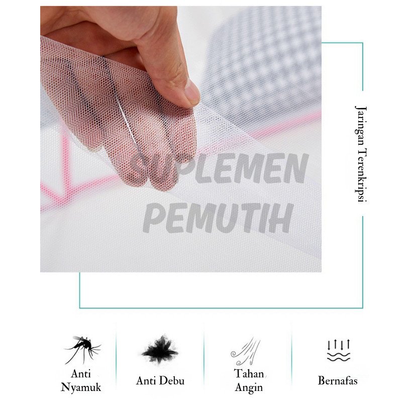 Kelambu Kotak Lipat Ukuran 80x190cm Portable/Kelambu Tidur Anti Nyamuk - Gambar 2