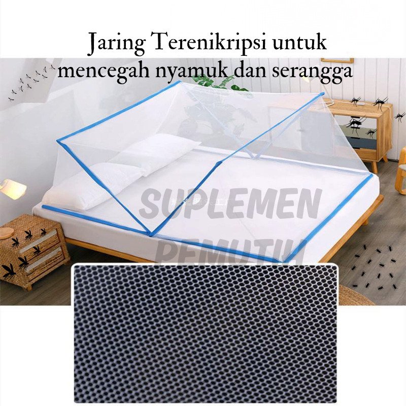 Kelambu Kotak Lipat Ukuran 80x190cm Portable/Kelambu Tidur Anti Nyamuk - Gambar 3