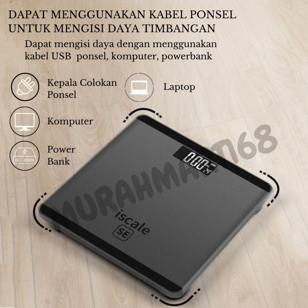 Timbangan Badan Digital USB LED Indikator Kaca/Timbangan Digital 180kg/ Timbangan USB - Gambar 4