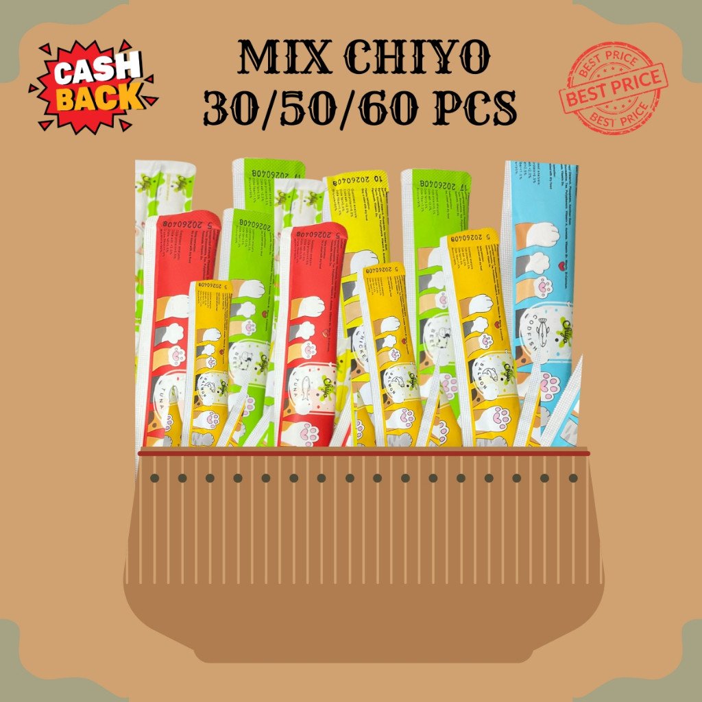MIX CHIYO Strip Kucing Kecil / Cemilan Kucing/ Snak Penggemukan Makanan/snack kucing isi 50pcs - Gambar 2