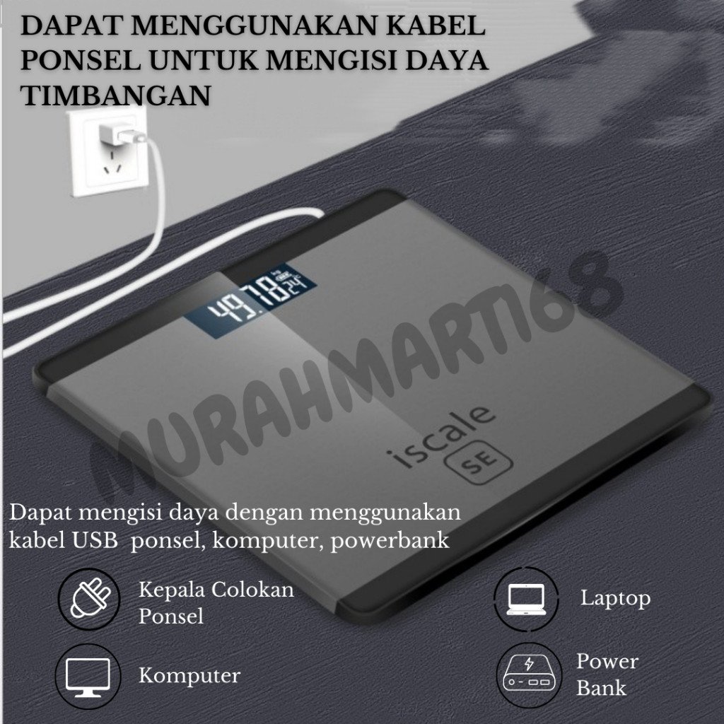 Timbangan Digital Lengkap! USB & FC/Timbangan Badan Digital Body Fat Monitor With APP Smart Weight Scale KK dengan Bluetooth - Gambar 5