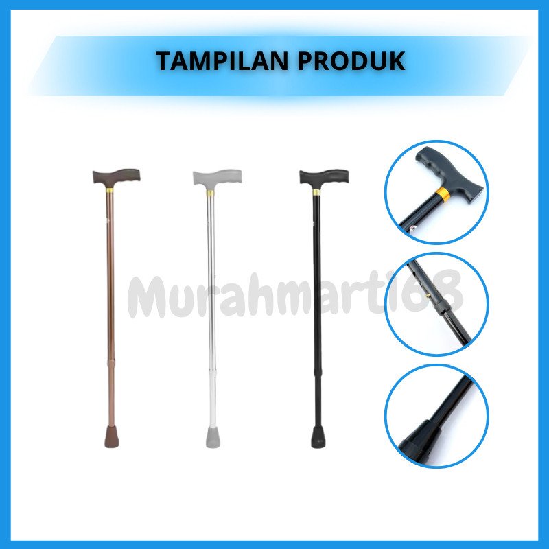 Tongkat Jalan/Tongkat 1 Kaki/Alat Bantu Jalan/Tongkat Medis Ringan/Kuat/Tahan Lama/Bisa Turun Naik Bahan Stainless - Gambar 3