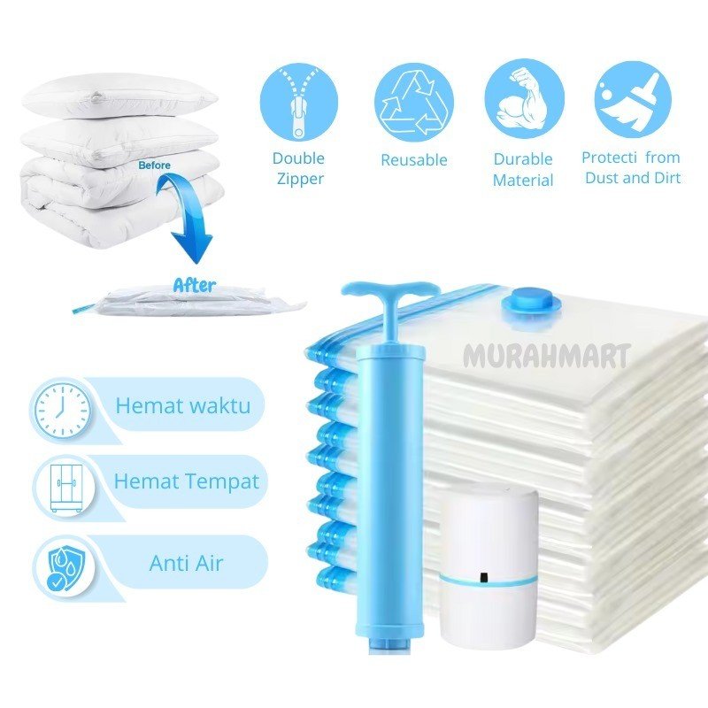 Cover Baju Jas / Plastic Baju Vacuum Bag Plastik/ Vakum Penyimpanan Baju Pakaian