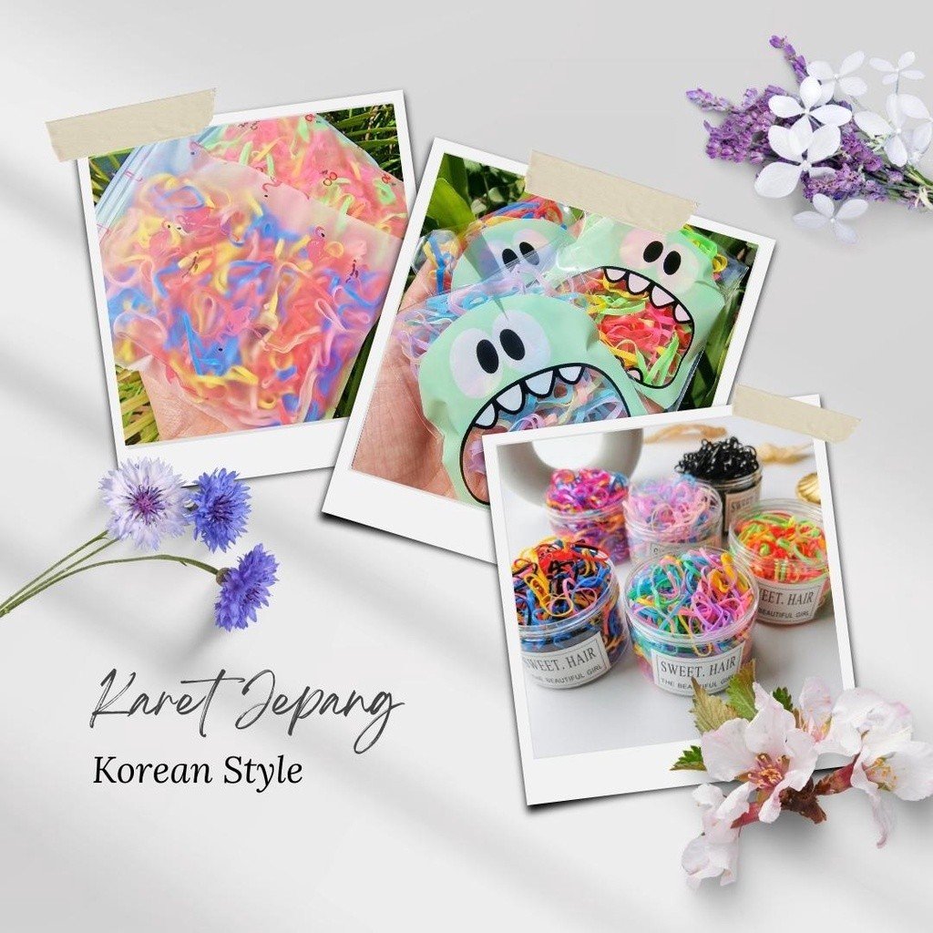 FREE ZIPPER POUCH!!! Karet Jepang/Ikat Rambut/Karet Rambut Elastis - Gambar 3