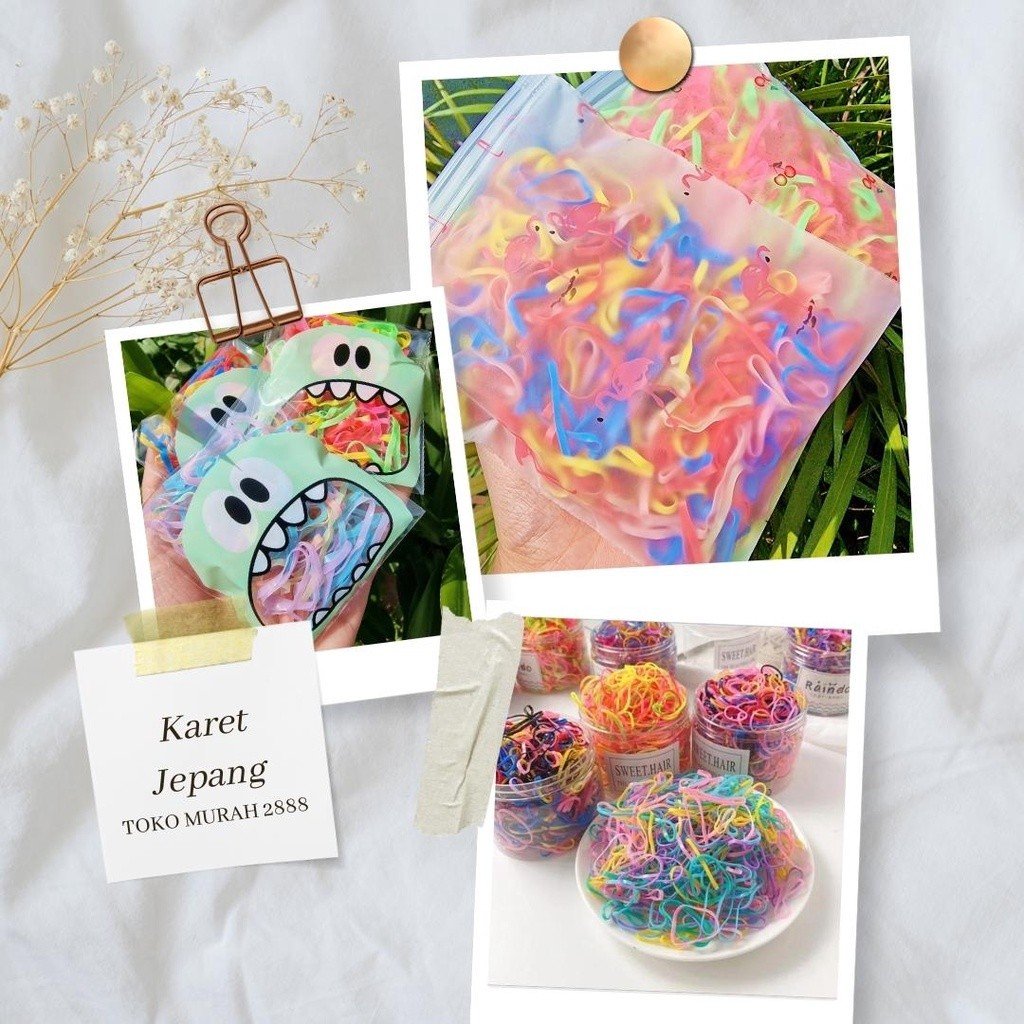 FREE ZIPPER POUCH!!! Karet Jepang/Ikat Rambut/Karet Rambut Elastis - Gambar 8