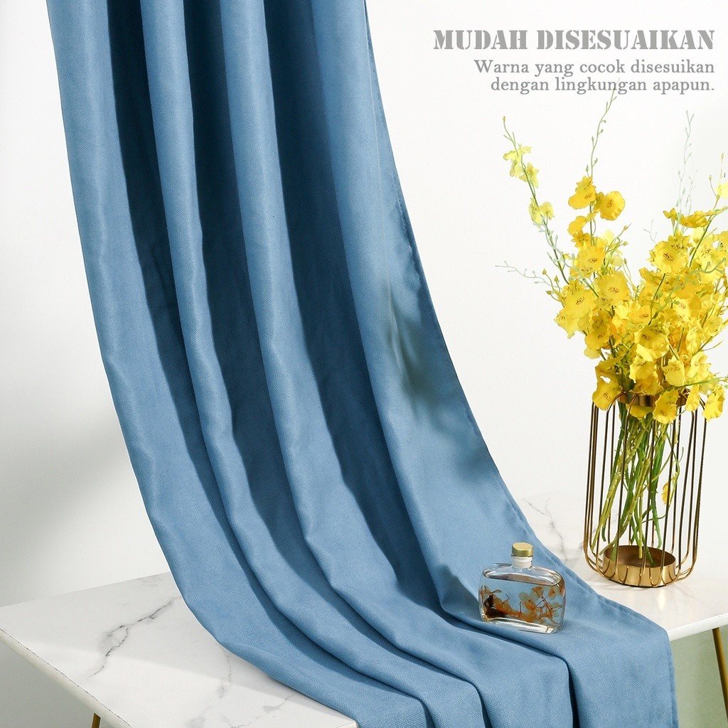 CUCI GUDANG!!! Tirai Blackout Golden Pintu Dan Jendela Anti Cahaya Polos Dan Motif Ukuran 200cm/ Gorden Blackout Anti Cahaya/ Gorden Impor Bahan Tebal Origina Berkualitas - Gambar 4