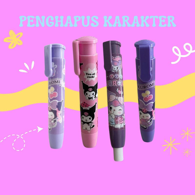 Penghapus Pensil Mekanik Karakter Mechanical Eraser Lucu / Penghapus Bentuk Lipstick / Hapusan Eraser Lipstik