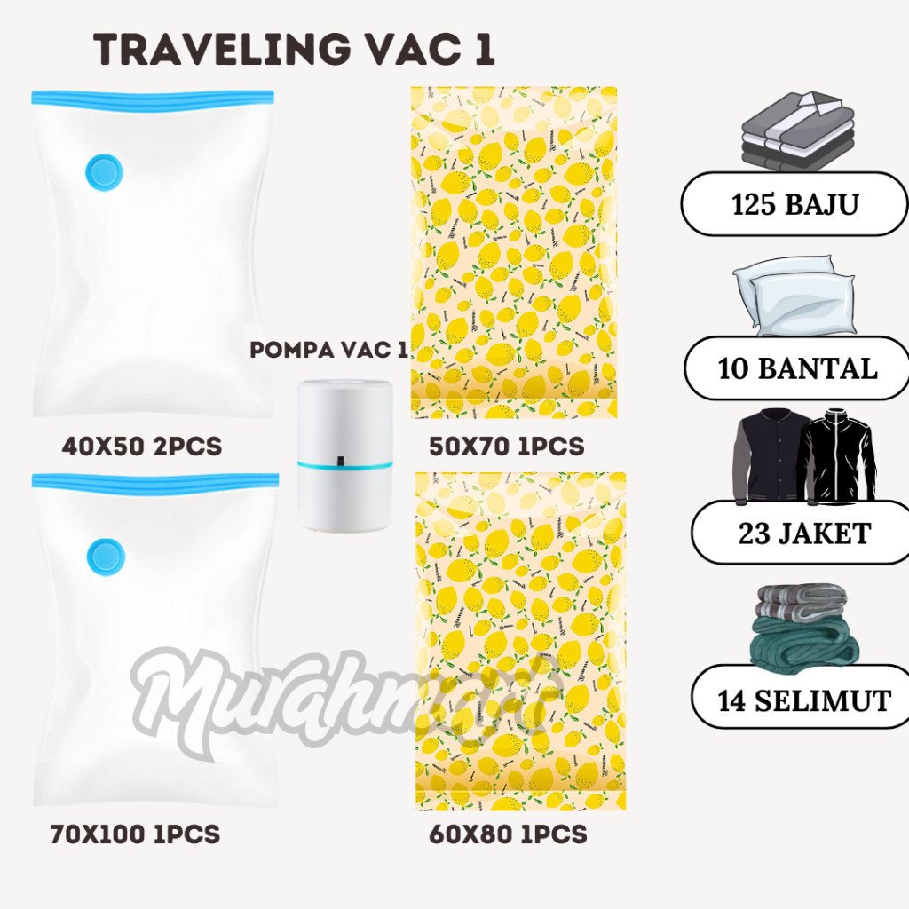VACUM PAKAIAN SET PAKET KANTONG VACUUM BAG TRAVELING - Gambar 5
