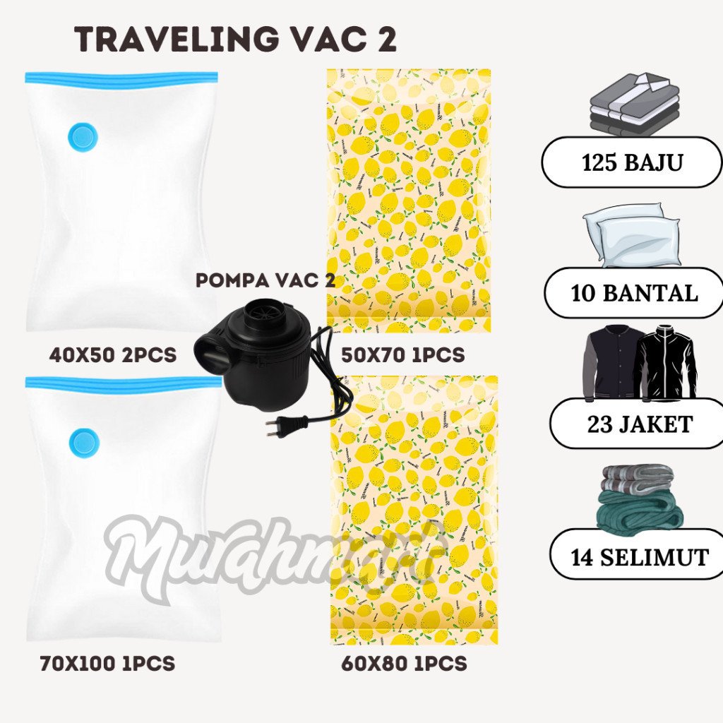 VACUM PAKAIAN SET PAKET KANTONG VACUUM BAG TRAVELING - Gambar 6
