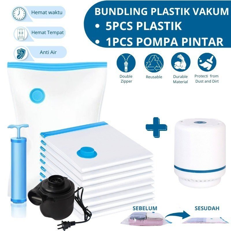 VACUM PAKAIAN SET PAKET KANTONG VACUUM BAG TRAVELING