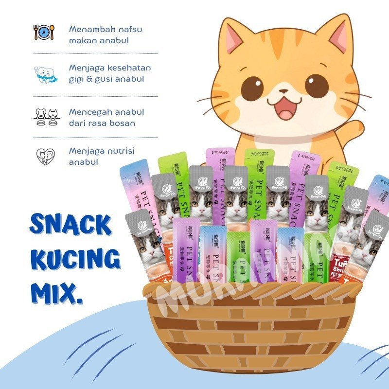 Snack Mix 75pcs Dan 100pcs/ Makanan Hewan Pemeliharaan/ Cemilan Kucing Mix - Gambar 2