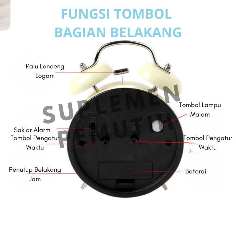 JAM ALARM KLASIK/JAM WEKER KLASIK/JAM ESTETIK/ALARM CLOCK CLASSIC/JAM ALARM/JAM MEJA/JAM DINDING - Gambar 5