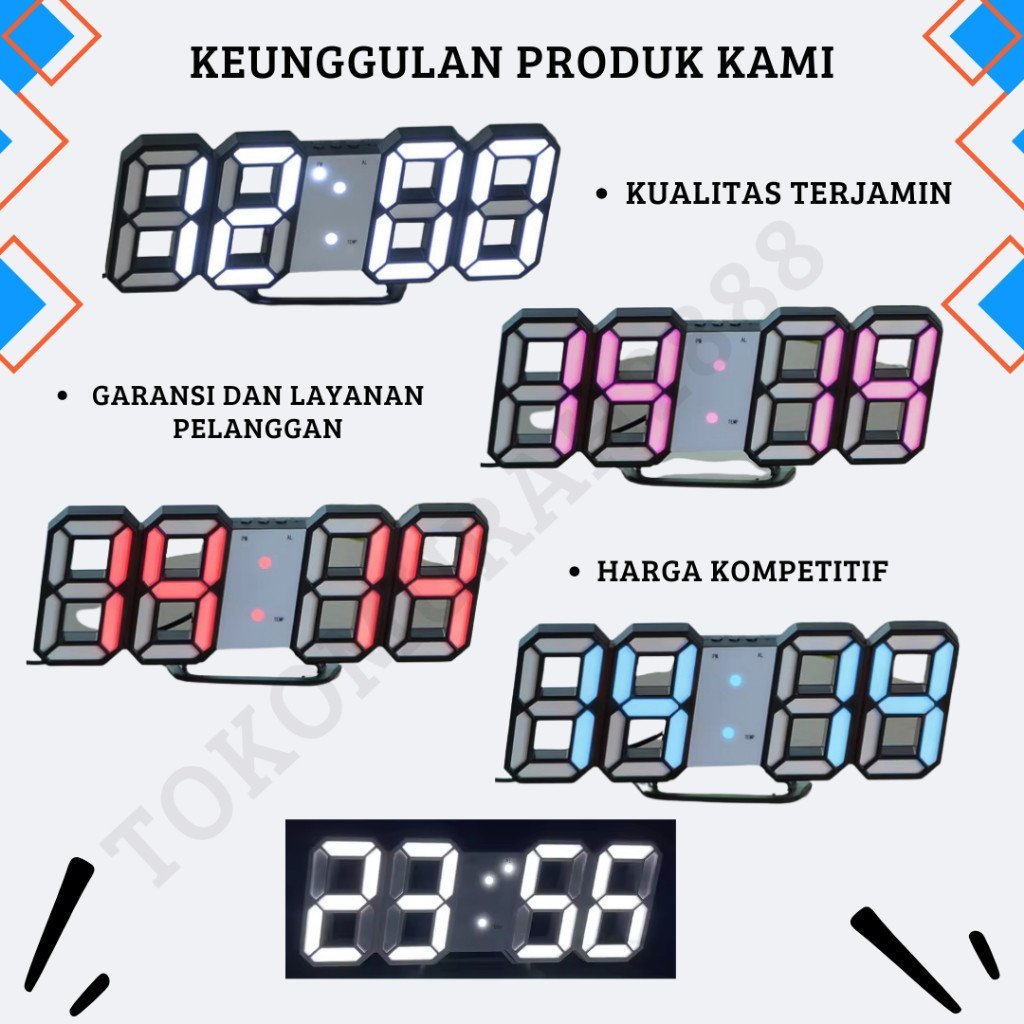 Jam Dinding Digital Alarm 3D Bisa Cek Suhu Temperatur ACCESSGO LED DIGITAL CLOCK Jam Meja Dinding Estetik - Gambar 8