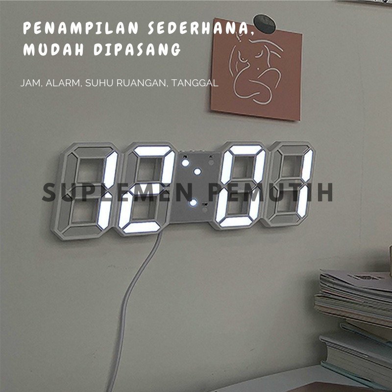JAM DINDING DIGITAL LED/JAM MEJA-ALARM-SUHU/JAM 3D BESAR MODERN