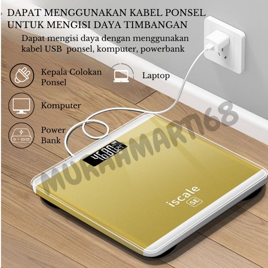 Timbangan Badan USB Digital/Timbangan Digital 180kg LED Indikator Kaca/ Timbangan USB - Gambar 5